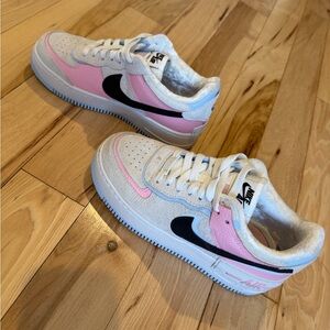 Nike Air Force 1 Shadow "Hoops Pack" sneakers in the Medium Soft Pink colorway.